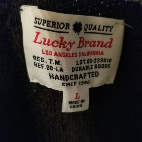 Lucky Brand men's zip front sweater jacket sz L - Picture 7 of 7